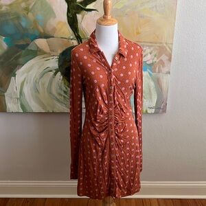 Free People Shayla Mini Dress - Rust Combo size medium